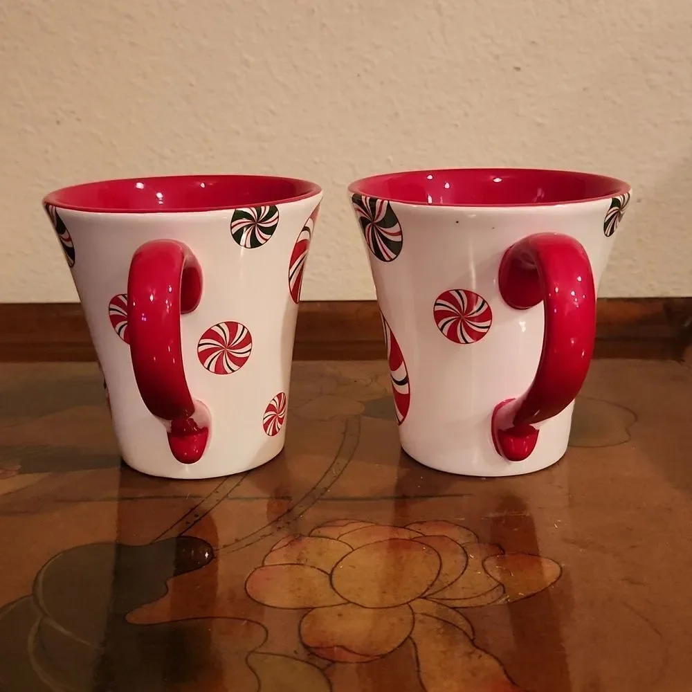 Pier 1 Imports Candy Cane Cup Mug 10oz. Set of 2